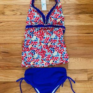 NWT, Beachsissi Floral Print Halter Neck High Waist Tankini